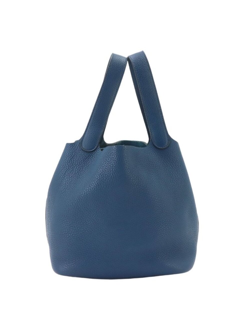 Hermes Picotin Lock MM Hand Bag Taurillon Clemence Deep Blue Gold